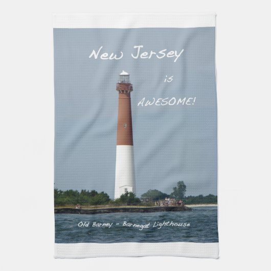 New Jersey is Geweldige - vuurtoren van Barnegat Theedoek (Verticaal)