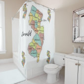 New Jersey kaart counties wit douchegordijn (In situ)
