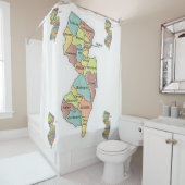 New Jersey kaart graafschappen wit douchegordijn (In situ)