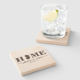 New Jersey Kaart Housewarming Paar Naam Grijs Teks Stenen Onderzetter