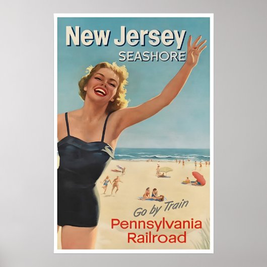 New Jersey Kunst Strand Poster Thuis Vintage Print (Voorkant)
