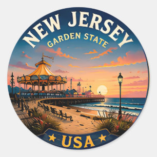 🟡 New Jersey Kustvuurtoren Ontsnapping 🟡 Ronde Sticker
