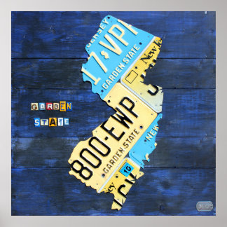 New Jersey License Bord Map Poster