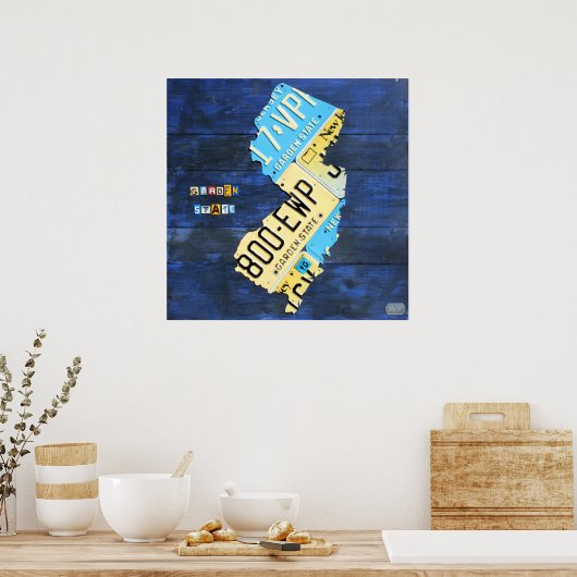 New Jersey License Bord Map Poster (Keuken)