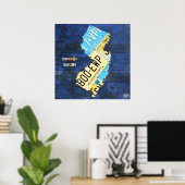 New Jersey License Bord Map Poster (Thuiskantoor)