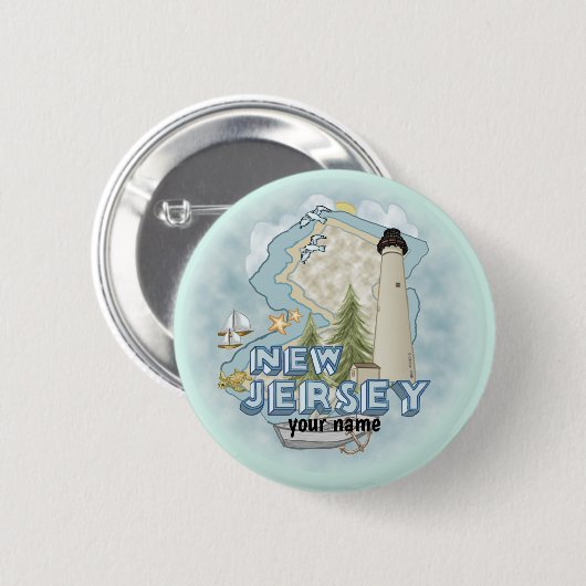 New Jersey Lighthouse pin-knop Ronde Button 5,7 Cm (Voorkant /achterkant)
