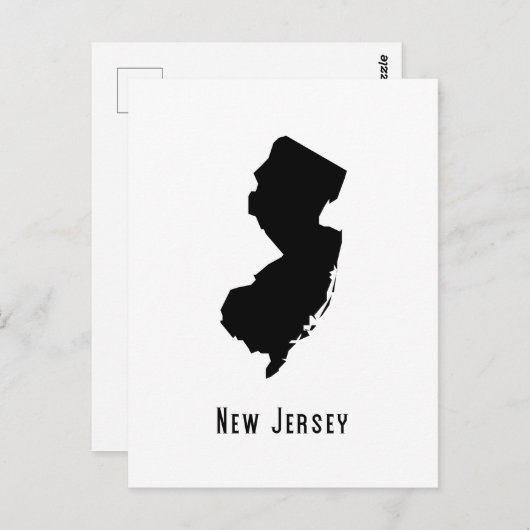 New Jersey Map - Black and White Modern New Jersey Briefkaart (Voorkant / Achterkant)
