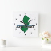 New Jersey Map en Afbeelding Text Clock Vierkante Klok (Huis)
