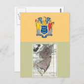 New Jersey Map en State Flag Briefkaart (Voorkant / Achterkant)