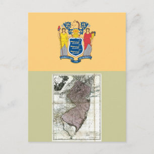 New Jersey Map en State Flag Briefkaart