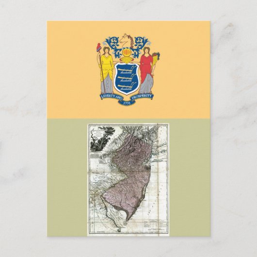 New Jersey Map en State Flag Briefkaart (Voorkant)