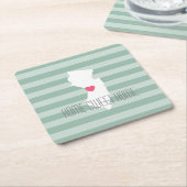 New Jersey Map Home State Love met Custom Heart Kartonnen Onderzetters (Schuin)