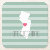 New Jersey Map Home State Love met Custom Heart Kartonnen Onderzetters (Voorkant)