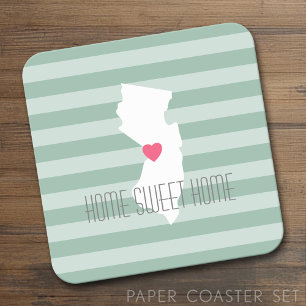 New Jersey Map Home State Love met Custom Heart Kartonnen Onderzetters