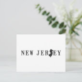 New Jersey Map Shaped Letter State Word Art Black Briefkaart (Staand voorkant)