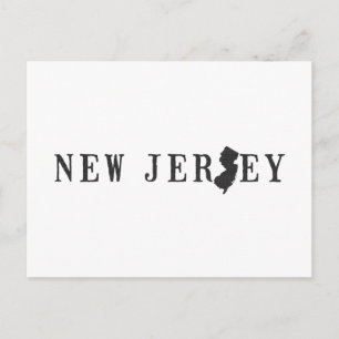 New Jersey Map Shaped Letter State Word Art Black Briefkaart