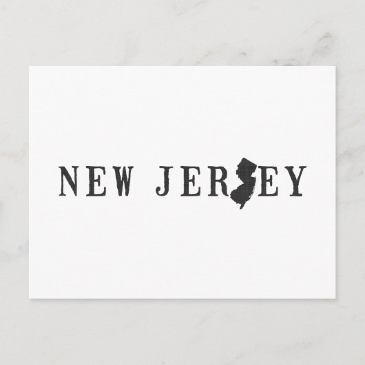 New Jersey Map Shaped Letter State Word Art Black Briefkaart (Voorkant)