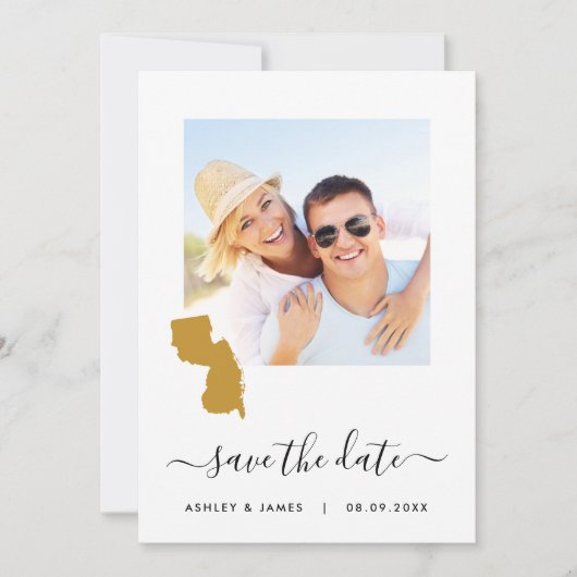 New Jersey Map Wedding Save the Date Kaart (Voorkant)