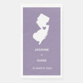 New Jersey Map Wedding/Verloving Couple Name Servet (Voorkant)