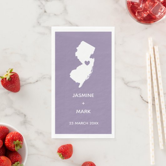 New Jersey Map Wedding/Verloving Couple Name Servet (Insitu)
