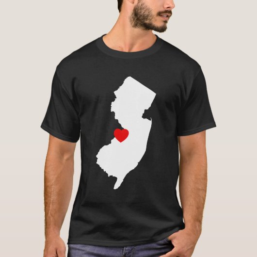 New Jersey met Rode Hart T-shirt (Voorkant)