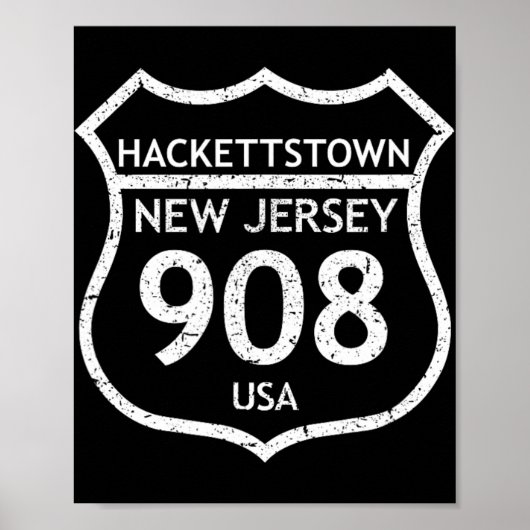 New Jersey Netnummer 908 Hackettstown, Nj Thuis St Poster (Voorkant)