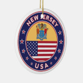 New Jersey, New Jersey, sticker, telefooncel, tas Keramisch Ornament (Rechts)