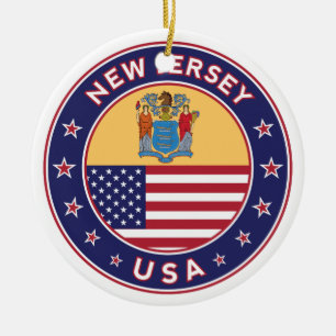 New Jersey, New Jersey, sticker, telefooncel, tas Keramisch Ornament
