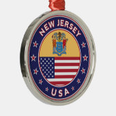 New Jersey, New Jersey, sticker, telefooncel, tas Metalen Ornament (Rechts)