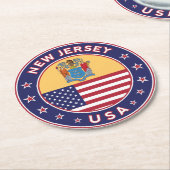 New Jersey, New Jersey, sticker, telefooncel, tas Ronde Kartonnen Onderzetter (Gebogen)