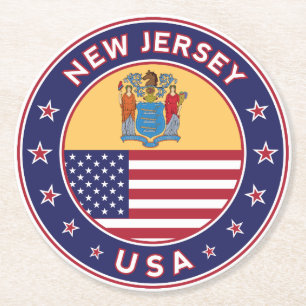 New Jersey, New Jersey, sticker, telefooncel, tas Ronde Kartonnen Onderzetter
