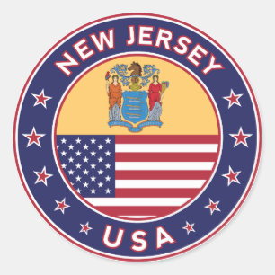 New Jersey, New Jersey, sticker, telefooncel, tas Ronde Sticker