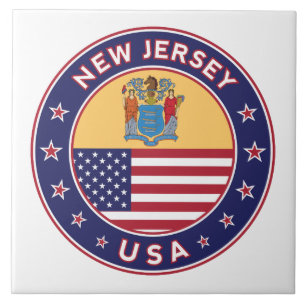 New Jersey, New Jersey, sticker, telefooncel, tas Tegeltje