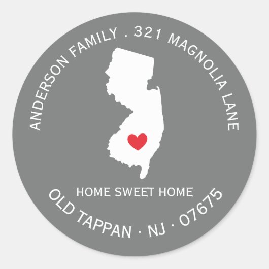 NEW JERSEY | Nieuw huisadreslabel Sticker (Voorkant)