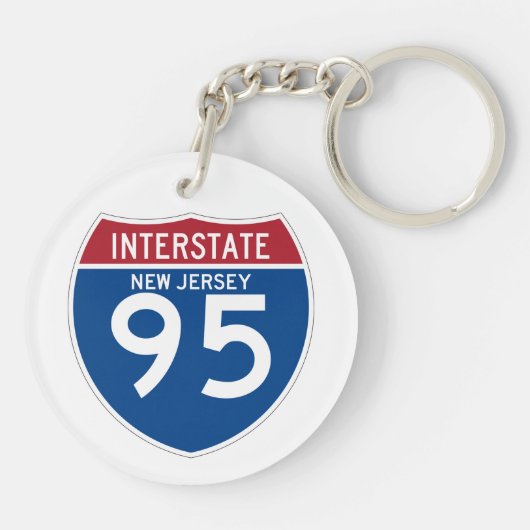 New Jersey NJ I-95 Interstate Highway Shield - Sleutelhanger (Achterkant)