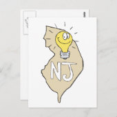 New Jersey NJ Map met grappige Light Bulb Cartoon Briefkaart (Voorkant / Achterkant)