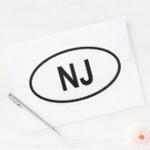 New Jersey "NJ" Ovale Sticker (Envelop)