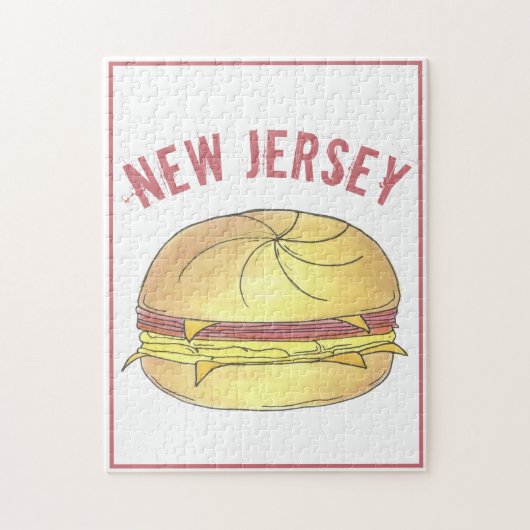 New Jersey NJ Pork Roll Ham Egg Breakfast Sandwich Legpuzzel (Verticaal)