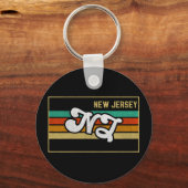  New Jersey NJ staat op Typografie Souvenir Sleutelhanger (Voorkant)