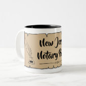 New Jersey Notary Public Scroll Feather Quill Tweekleurige Koffiemok (Voorkant links)