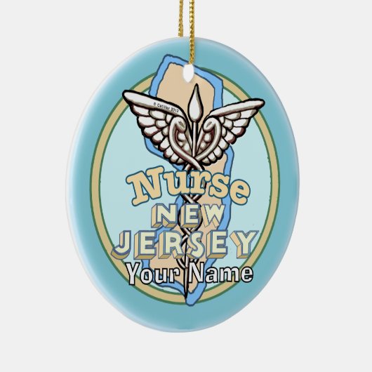 New Jersey Nurse Caduceus  Keramisch Ornament (Rechts)