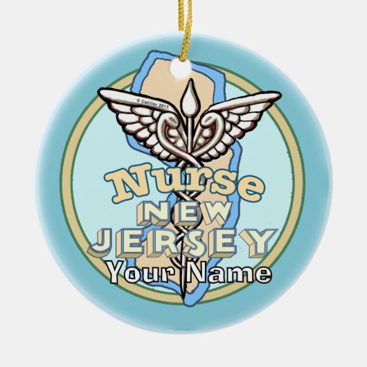 New Jersey Nurse Caduceus  Keramisch Ornament (Voorkant)
