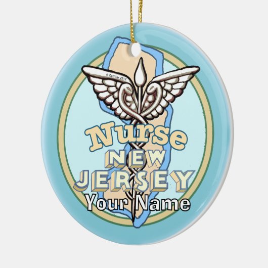 New Jersey Nurse Caduceus  Keramisch Ornament (Links)