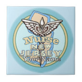 New Jersey Nurse Caduceus Tile Tegeltje (Voorkant)