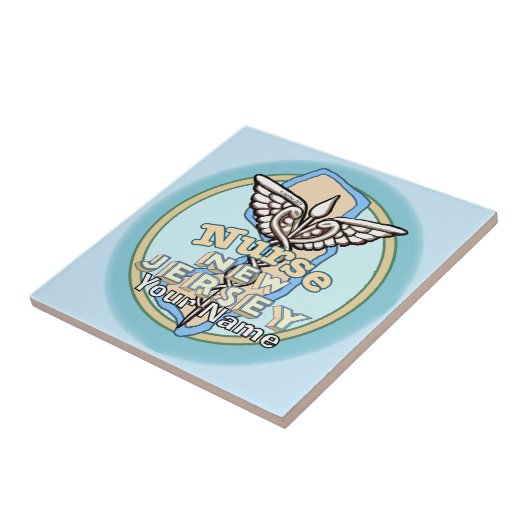 New Jersey Nurse Caduceus Tile Tegeltje (Zijkant)