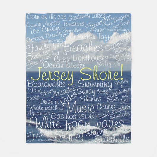New Jersey Ocean Waves Typografie Fleece Deken (Voorkant)