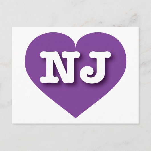 New Jersey Paars Heart - Ik hou van NJ Briefkaart (Voorkant)