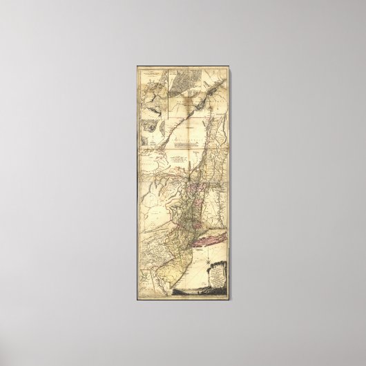 New Jersey Pennsylvania New York Map (1777) Canvas Afdruk (Voorkant)