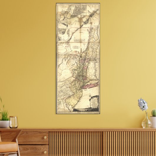 New Jersey Pennsylvania New York Map (1777) Canvas Afdruk (Insitu (Woonkamer))