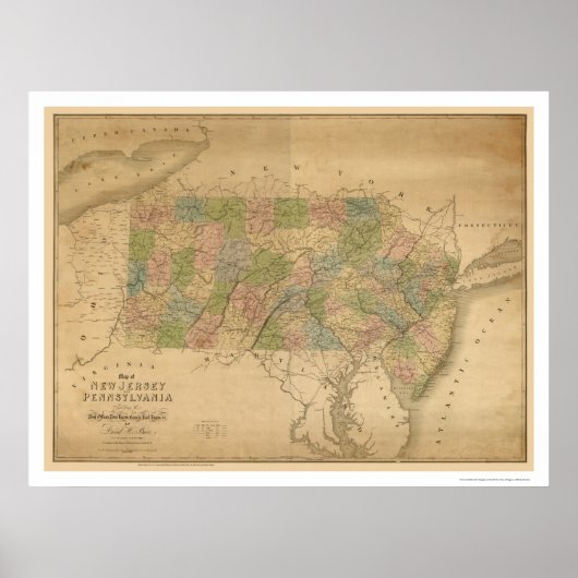 New Jersey & Pennsylvania Railroad Map 1839 Poster (Voorkant)